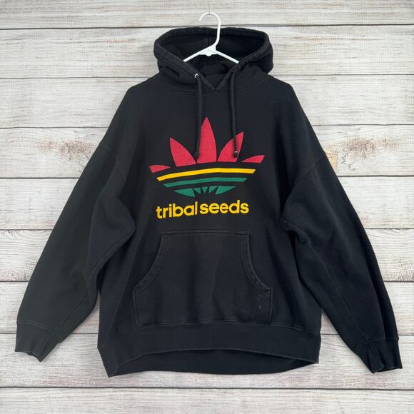 Tribal Seeds Logo Hoodie Sweatshirt Mens XXL Black Red Yellow Green - Picture 1 of 8
